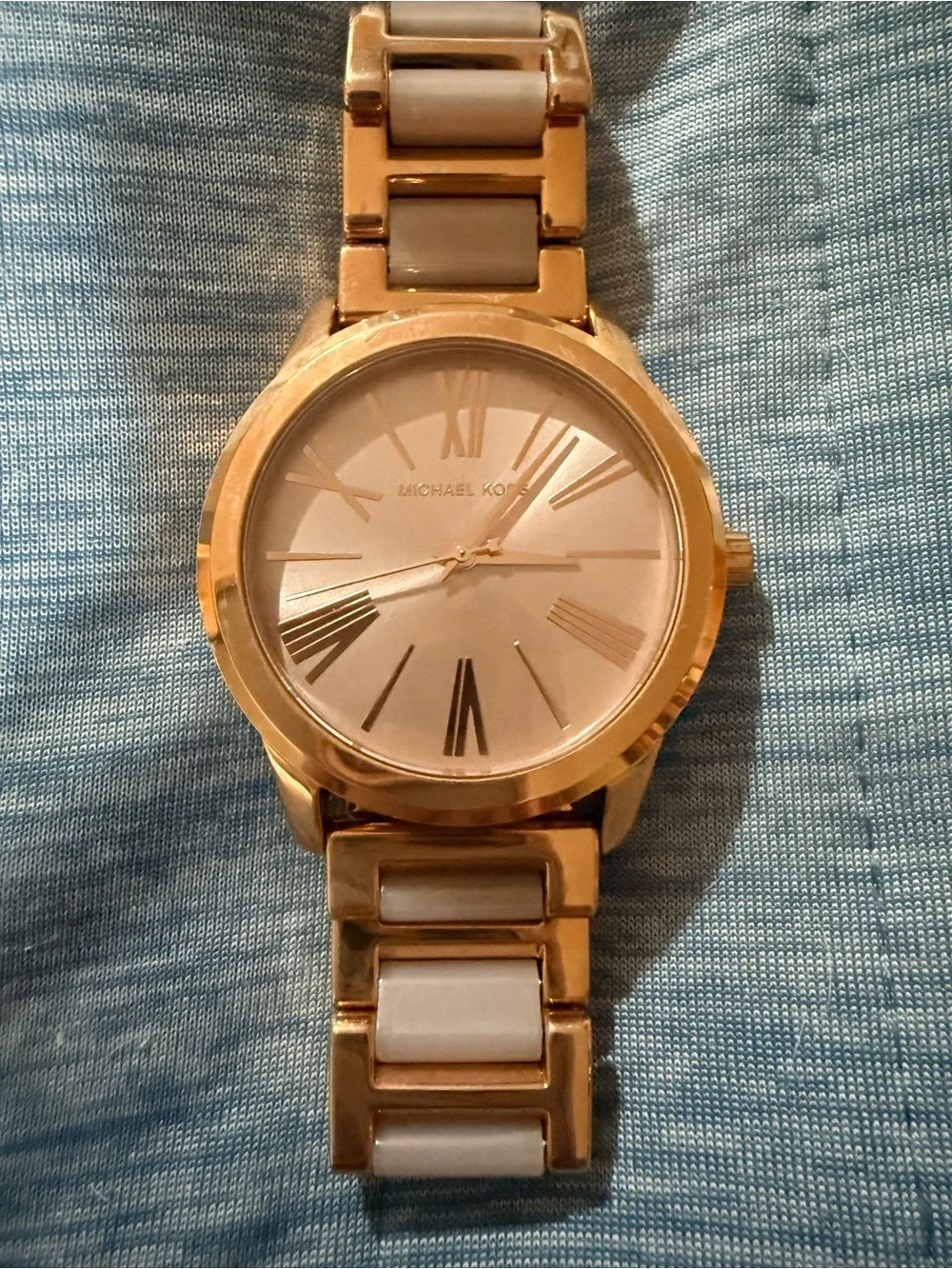 Michael Kors Gold and Cream Ceramic Inset Women's Bracelet Watch